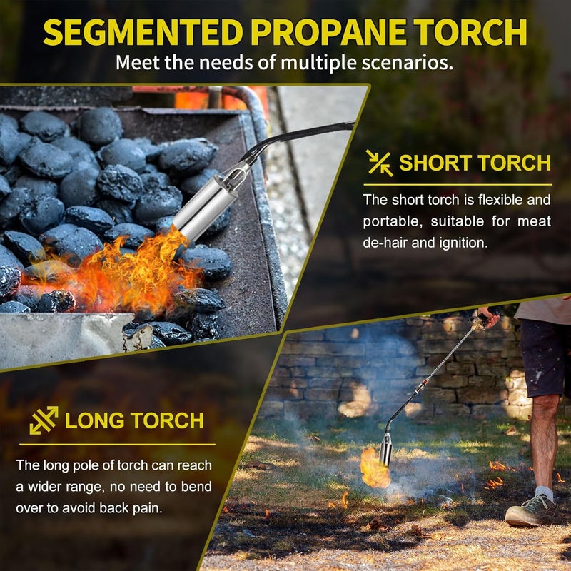 WorkBless Propane Torch Weed Burner, Weed Torch with 10FT Hose, High Output 1,800,000 BTU Flame Thrower Kit with Flame Control & Adapter, Propane Torch for Weeds Burning, Snow Melting,WB0101 - Image 5